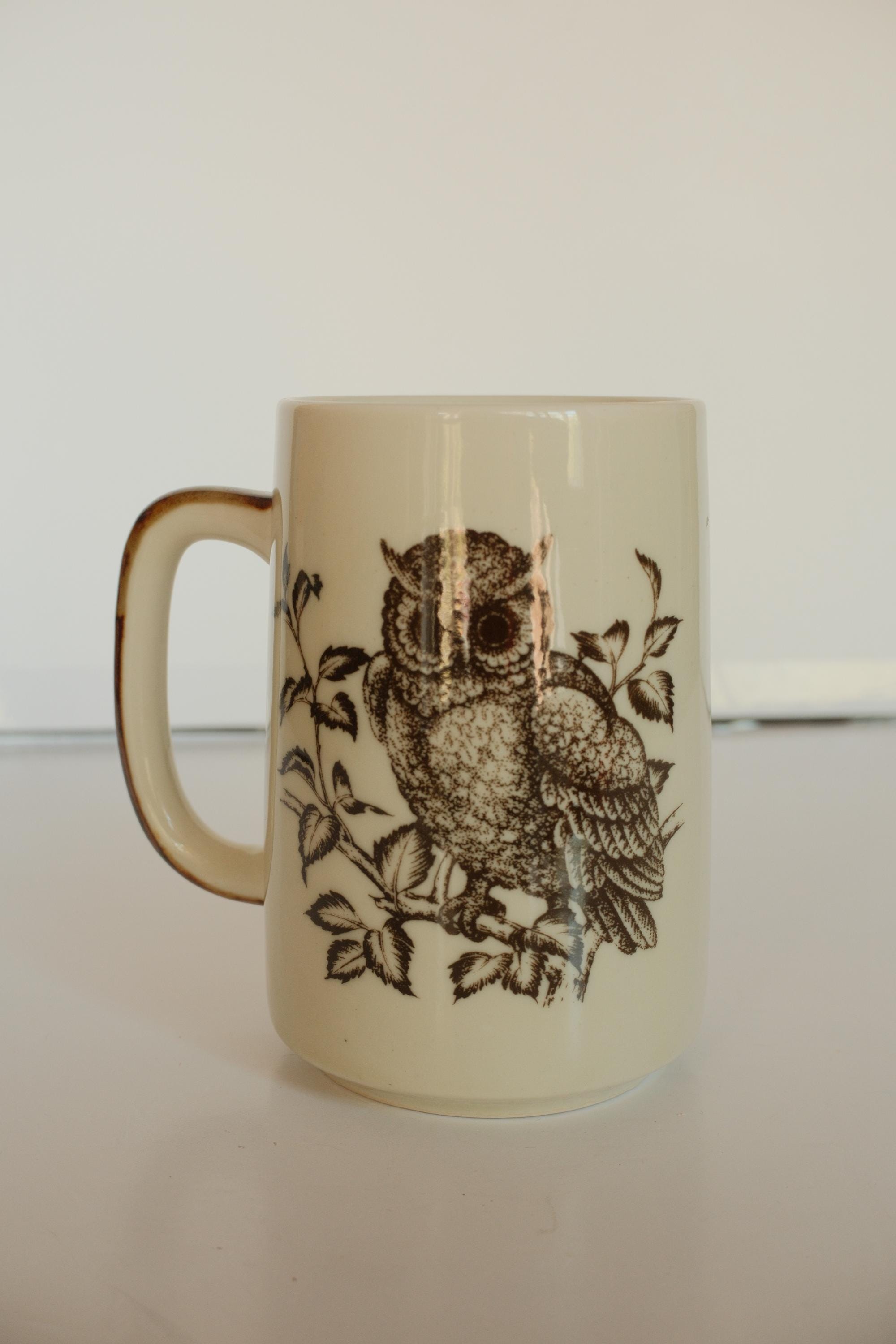 Vintage Otagiri Style Owl Mug - Brown and White Coffee Tea Cup - Bird Lover Coffee Mug