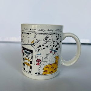 Vintage Hallmark Cat Lover-mok - koffiekopje jaren 80 met cartoonkatten - retromok gemaakt in Japan