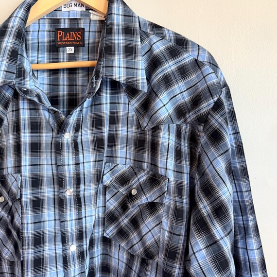 Chemise Western Roper Homme XLT Bleu Clair à Carreaux, Boutons Pression Perle, Pour Rodéo Ou Danse