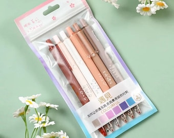 ¡Vendiendo rápido! Paquete de 6 bolígrafos de colores Kawaii