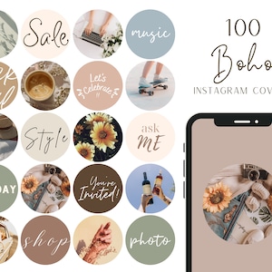 100 Boho Instagram Story Highlights Icons | Instagram Story Highlight Covers | IG Story Highlight Icons | Boho Icons | Aesthetic Boho