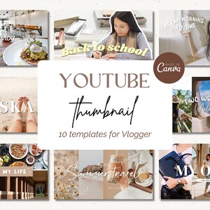 YouTube Thumbnails for Vlogger | YouTube Channel Branding Kit | Editable YouTube Canva Templates | YouTube Vlogger Branding Package