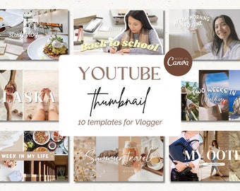 YouTube Thumbnails for Vlogger | YouTube Channel Branding Kit | Editable YouTube Canva Templates | YouTube Vlogger Branding Package