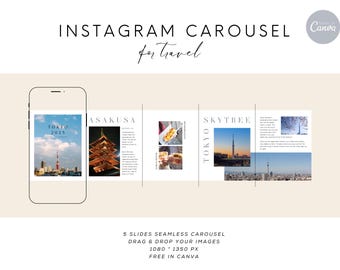 Traveller Instagram Carousel, Canva Instagram Template, Travel Carousel Template, Slide Post Travel, Ready-to-Edit