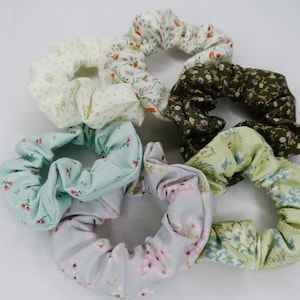 Cottage Scrunchy Collection (scrunchies, floral scrunchies, hair tie, 90s fashion, cottagecore, gift ideas, gifts for her, scrunchy)