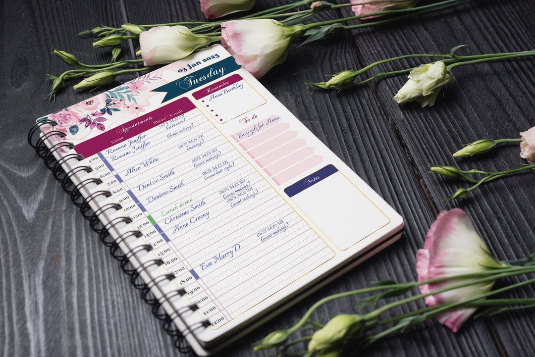 2023 Appointments 365 Days Dated Notebook Download Pdf for Makeup ...