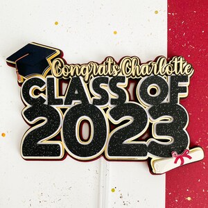 Personalized 3D Graduation cake topper, Custom name - Class of 2023, Graduation decoration, Graduation party.