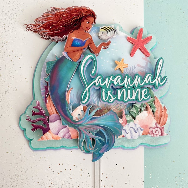 3D The little Mermaid 2023 Cake Topper, The little Mermaid Birthday Party, The little Mermaid party Decorations, princess Ariel Sign