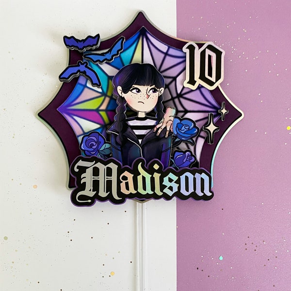 Custom 3D Wednesday Addams Cake Topper, Wednesday Birthday Party, Merlina Addams party Decorations,  Wednesday Sign