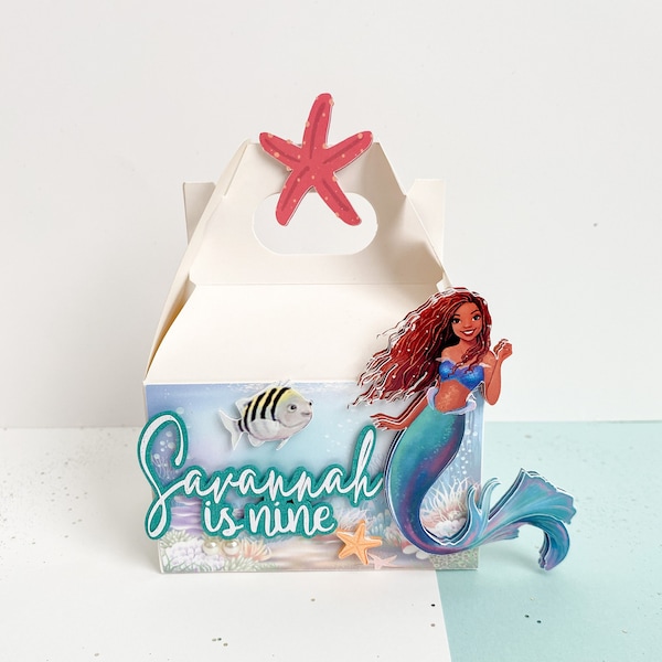 Custom Set of 3D The little Mermaid 2023 Favor Box, The little Mermaid 2023 Party, Princess Ariel Decoration