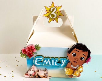 Custom Set of 3D Moana Favor Box, Baby Moana Party, Moana Birthday party Decoration