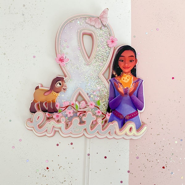 3D Asha Cake Topper, Wish Birthday party, Wish Party decorations, Shaker Topper, Wish Sign, Wish custom cake topper
