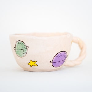 Planet Mug, Pottery Mug, Handmade Cute Mug, Back to School Gift