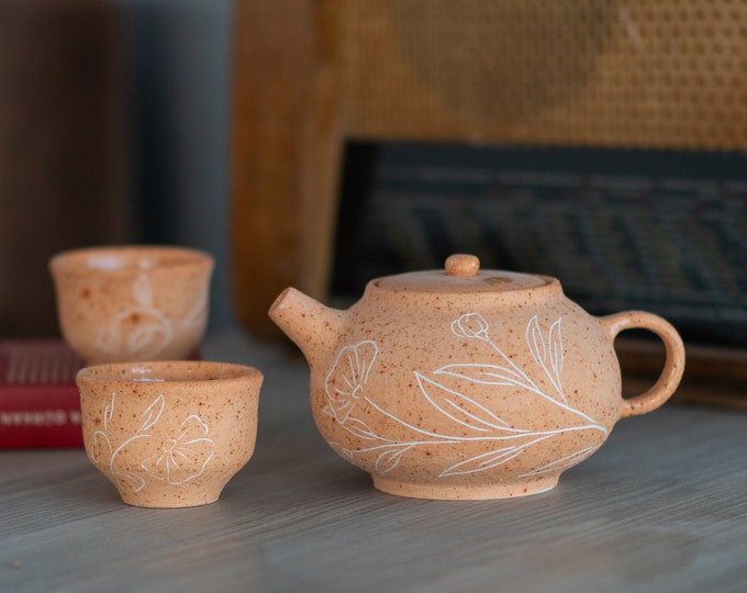 Ceramic Teapot Set - Japanese Tea Set, Chinese Tea Set, Handmade Tea Cup Tea Set
