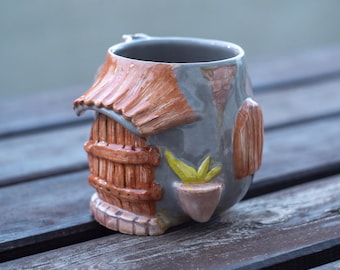 Farmhouse Decor Ceramic Mug, Handmade Coffee Mug, Pottery Mug