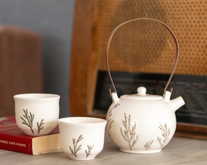 Juego de té japonés - Juego de tetera, Juego de té de cerámica hecho a mano, Regalo de bodas