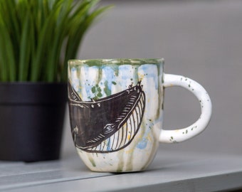 Whale Coffee Mug, Handmade Ceramic Mug, Pottery Coffee Mug