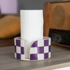Porta-toalhas de papel - decoração xadrez, toalheiro artesanal, presente para casa