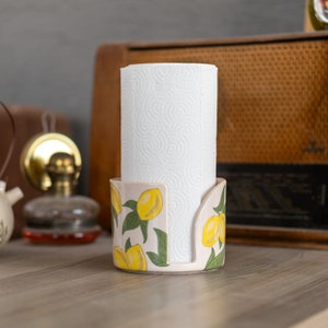 Porta-toalhas de papel - Decoração de cozinha com limão, Suporte para rolos de papel, Decoração de casa feita à mão, Estilo vintage