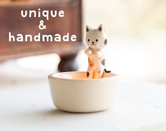 Cute Cat Tea Light Holder - Candle Holder, Handmade Candle Holder, Unique Valentines Day Gift