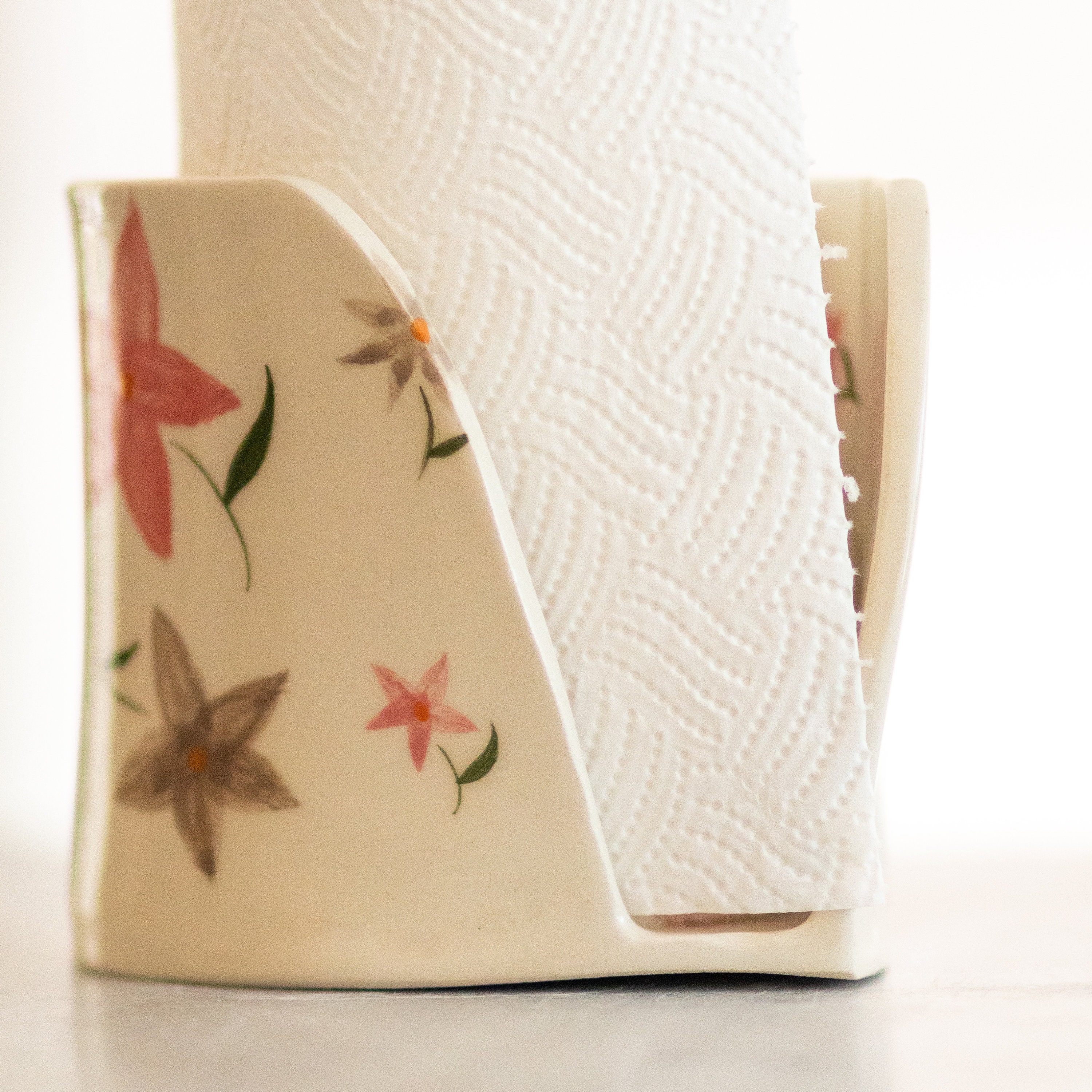 Ceramic Towel Holder Handmade Paper Towel Holder Floral Etsy