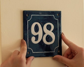 Customized - House Number Sign, House Number Plaque, Handmade Ceramic Door Number