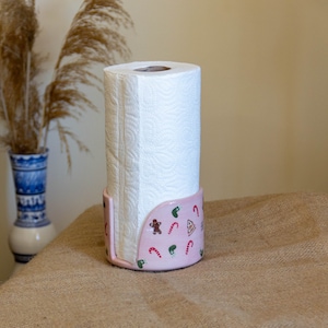Porta asciugamani di carta, porta asciugamani natalizi, porta carta igienica in ceramica fatto a mano