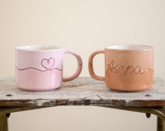 Personalized Hand-Painted Ceramic Coffee Mug: Custom Text Gift