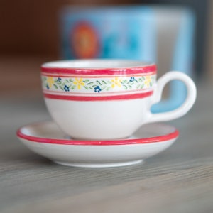 Handgemachte Espressotasse - Keramikkaffeetasse, Kaffeetasse, Blume verzierte Becher, Blumen-Trinkgefäß, Mutter Geschenk