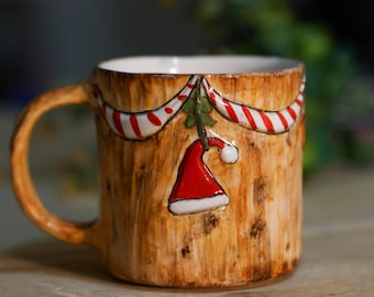 New Year Mug - Christmas Mug, Handmade Pottery Mug, Christmas Ornament