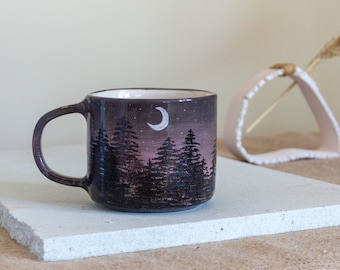 Red Sky at Night Shepherd's Delight - Forest Mug, Handmade Ceramic Coffee Mug