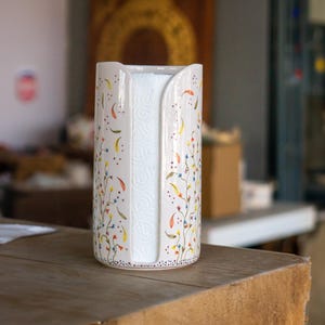 Porta-toalhas de papel de cerâmica - Decoração de cozinha floral, Porta-rolos de papel