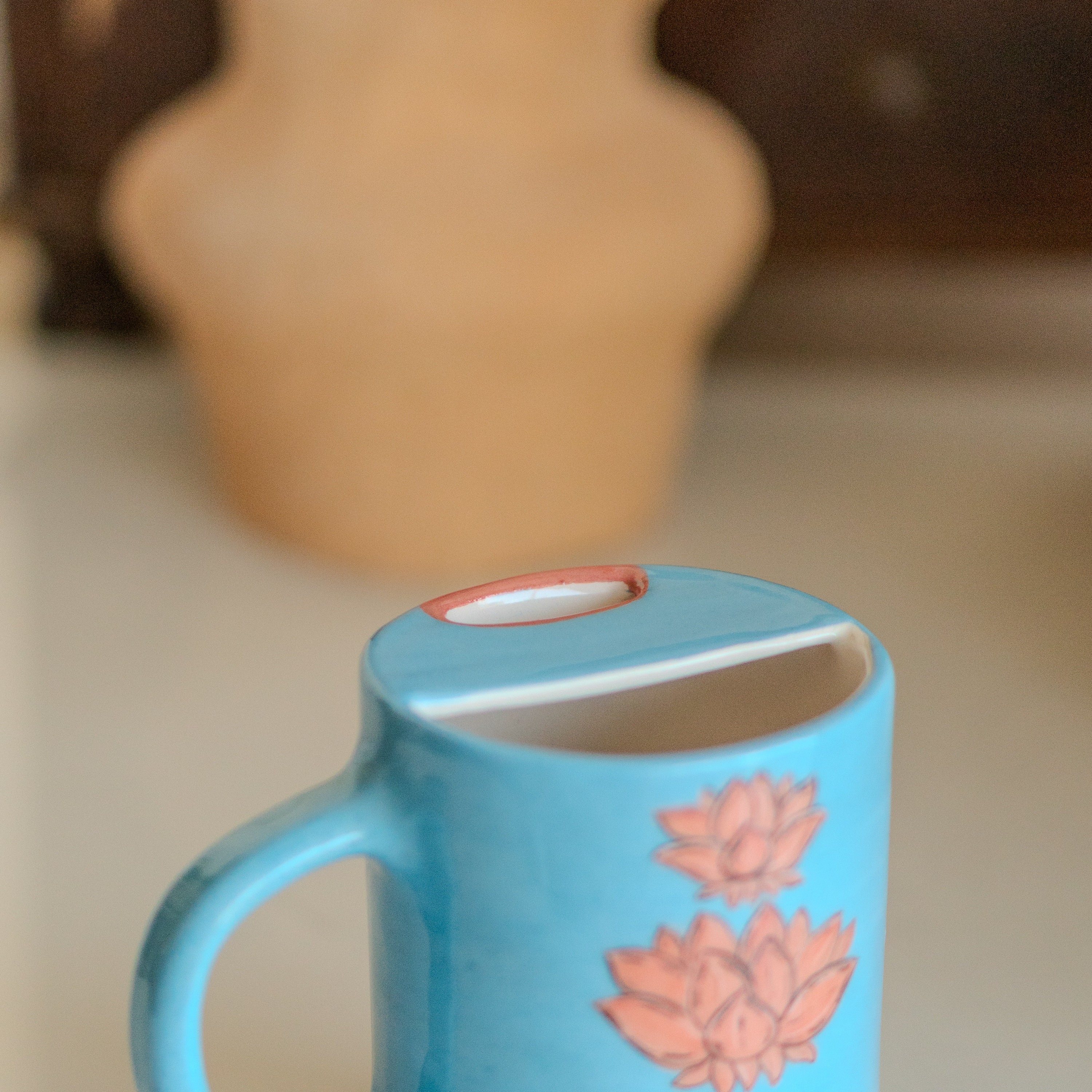 Felisteya Wiel gegooide aardewerk mok 320 ml bloem mok handgemaakte keramische koffiemok bloemen mok voor vrouwen en mannen uw thee mok - Lotus mok 1