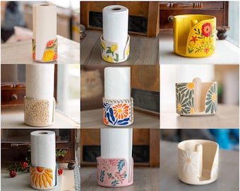 Ceramic Paper Towel Holder Countertop, Summer Kitchen Decor, Housewarming Gift - NO US TARIFFS