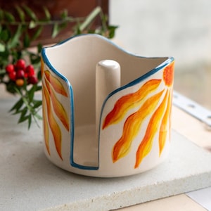 Freestanding Ceramic Toilet Paper Holder – Handmade Bathroom Decor, Housewarming Gift
