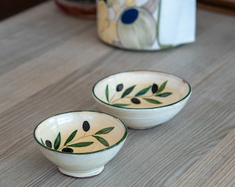 Olive Dish Set - Handmade Breakfast Bowl, Ceramic Pottery Plate, Housewarming Gift, Plate Set