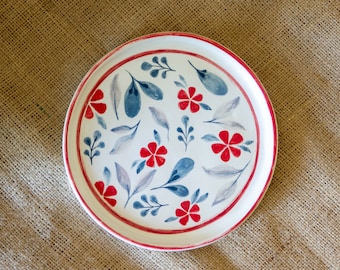 Floral Pattern Pottery Dinnerware, Ceramic Plates Flower Decoration