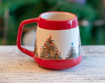 Christmas Tree Coffee Mug, Handmade Christmas Gift Mug, Ceramic Mug