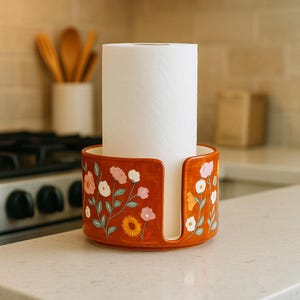 Porta-toalhas de papel - Decoração floral para cozinha, Porta-rolos de papel, Porta-rolos de papel para bancada
