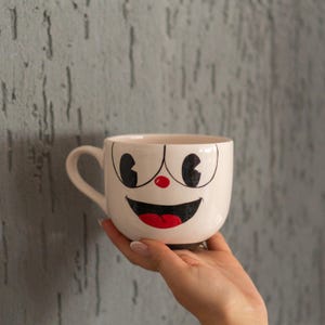 Funny Coffee Mug – Handmade Cartoon Face Ceramic Cup, Cute Mug Gift for Her or Him