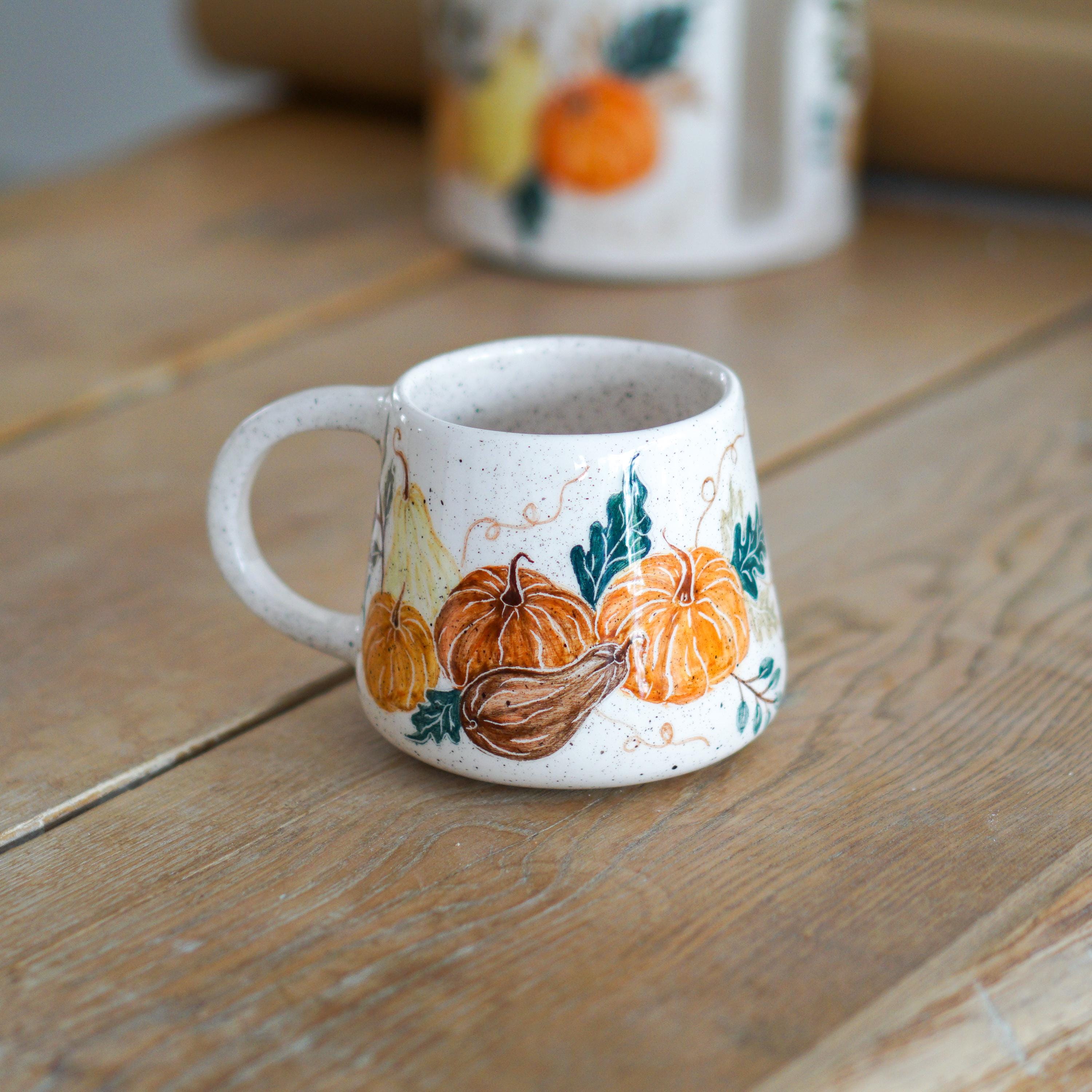 Pumpkin Mug – Handmade Ceramic Coffee Mug, Fall Mug, Rustic Autumn Mug ...