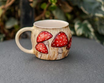 Mushroom Mug – Handmade Ceramic Coffee Mug, Pottery Mug, Forest Mug, Nature Lover Gift, Cozy Boho Kitchen Decor