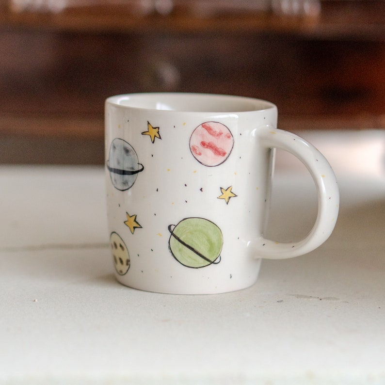 Planet Mug Space Mug Celestial, Handmade Ceramic Mug, Gift for Science Lover zdjęcie 3