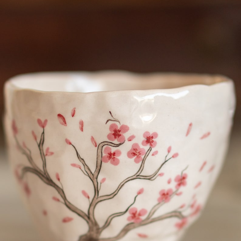 Sakura Flower Pottery Mug Cherry Blossom Tree, Handmade Pottery Coffee Cup, Lovely Gift Idea image 4