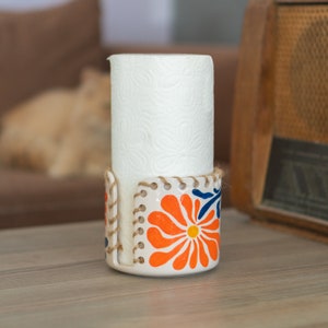 Suporte de toalha de papel cerâmico-toalheiro, suporte de papel higiênico, suporte de toalha de papel floral, suporte de rolo de papel, decoração de cozinha de verão