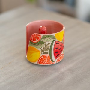 Porta asciugamani di carta fatto a mano, distributore di asciugamani in ceramica, decorazione colorata per il piano di lavoro