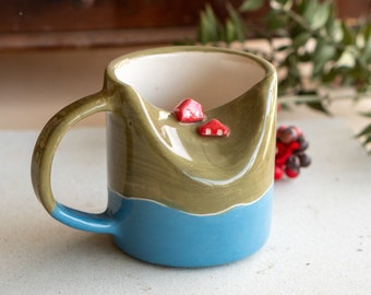 Taza de café de pueblo pequeño: taza de cerámica, taza única hecha a mano, taza de café de cerámica
