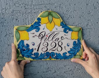 House Number Sign, Ceramic Address Sign, Handmade House Number | Personalized Door Number