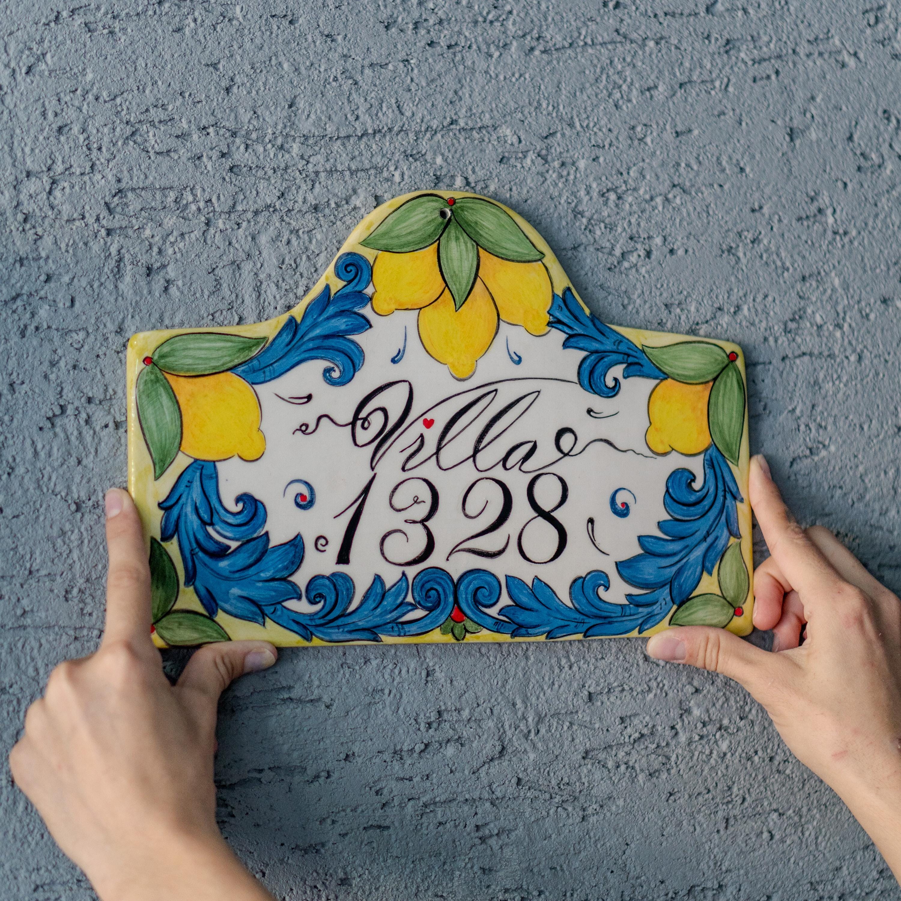 thumbnail interactive-video image 1 of Hand-painted Ceramic Lemon House Number & Letter Tiles With Wooden Frames (10x3.3cm) 1 of 5