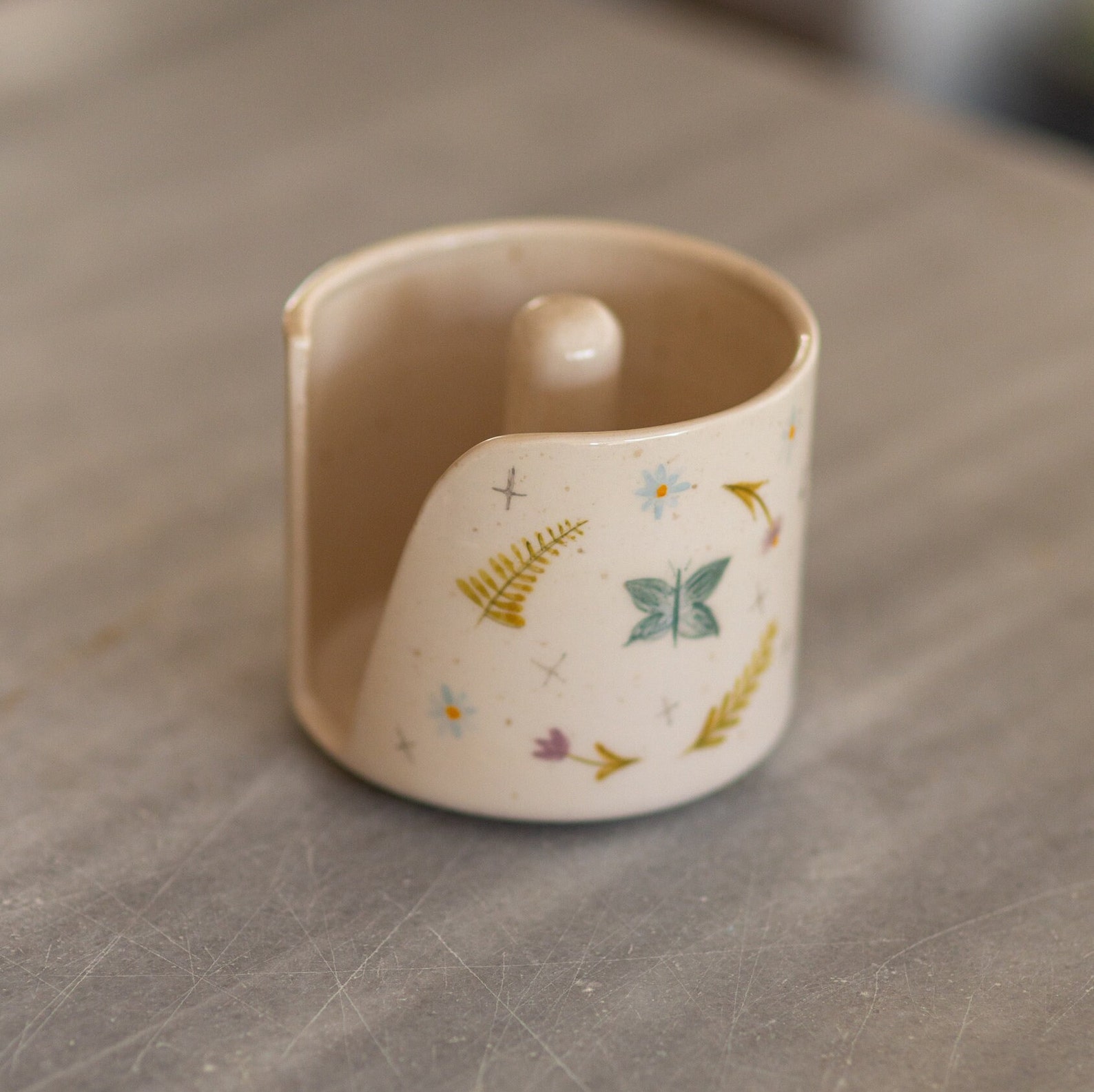 Paper Towel Holder - Butterfly and Flowers